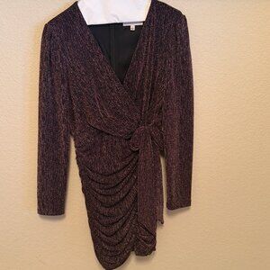 Metallic Black and Pink BodyCon Dress